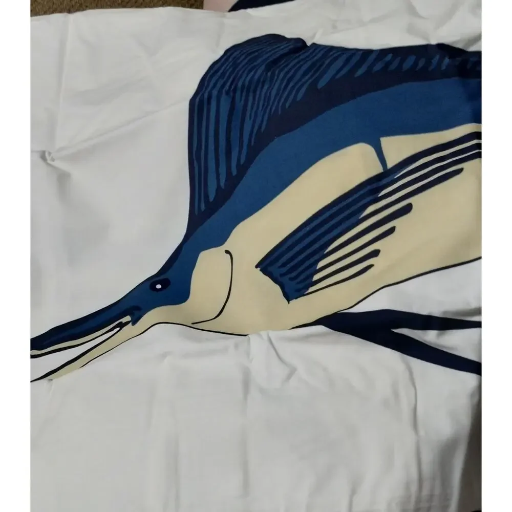 Pottery Barn Teen Say What Marlin Fish Pillow Sham Pr Nautical Coastal Standard